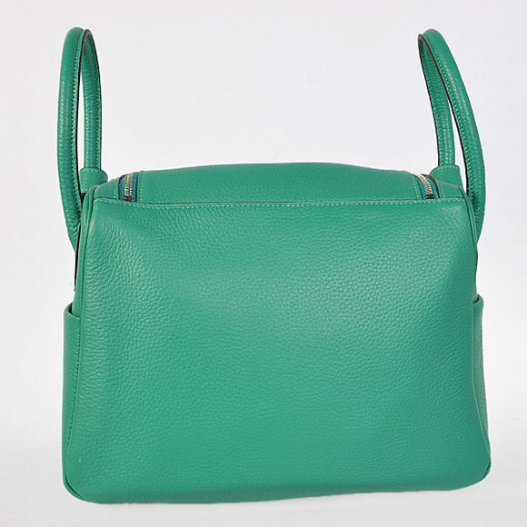 High Quality Replica Hermes Lindy 30CM Havanne Handbags 1057 Green Leather Silver Hardware - Click Image to Close